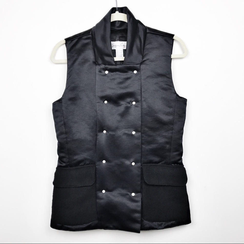 Geoffrey Beene Black Asymmetrical Zip Vest, Size S